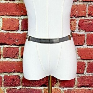 St John Gray Genuine Italian‎ Leather Belt Silver Chain Links Italy Size Petite